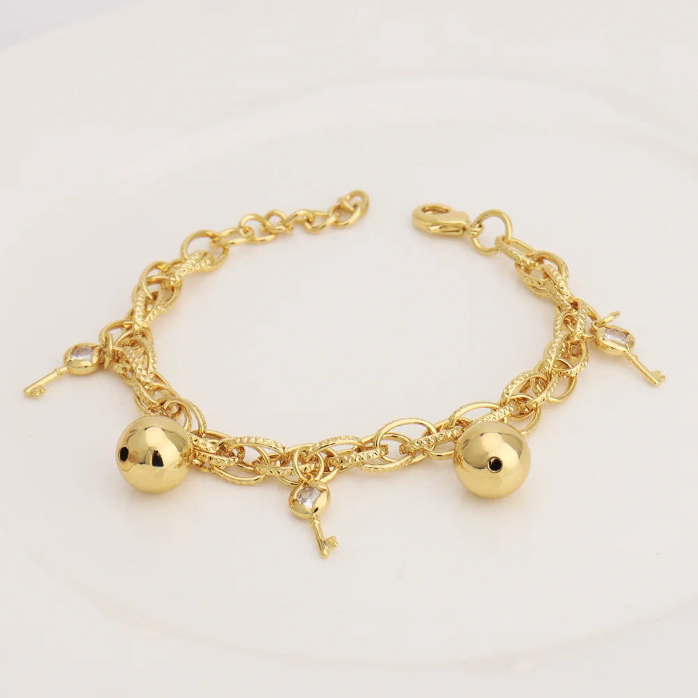 Stainless Steel Hollow Chain Bracelet Women Personalized Charm Jewelry Earrings Set Rust Proof Bangle Gift**