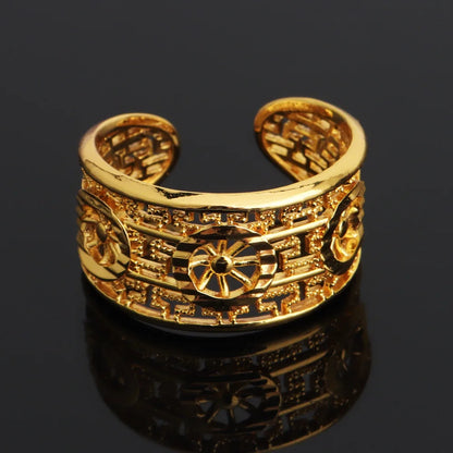 Luxury Noble Jewelry Set for Women – Hollow Carved Bangle Ring Earrings Gift for Party Wedding