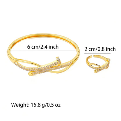 luxury jewelry accessories shine crystal design cocktail bracelet bangle ring bride weddings High Temperament  jewelry sets