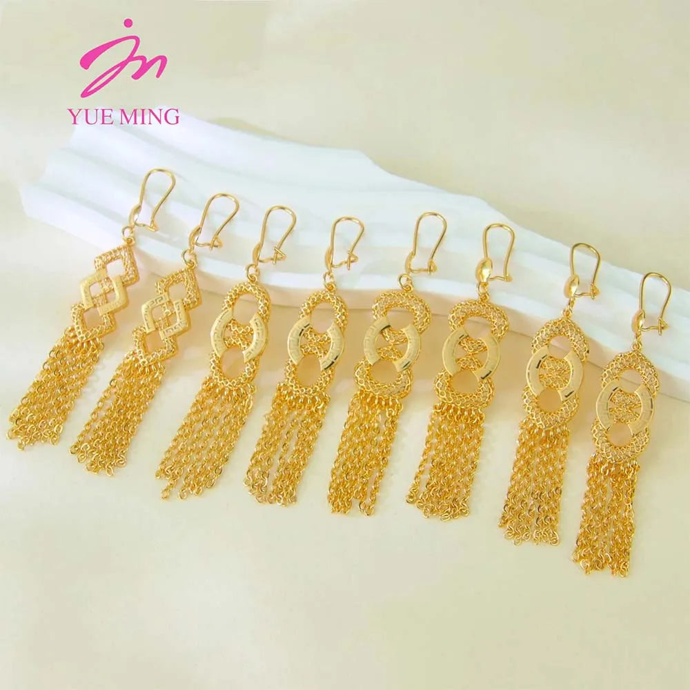Luxury Arabic Gold Wedding Jewelry Set 24k Gold Plated Dubai Bridal Necklace Earrings Oman Women Vintage Jewelrys Gift For Mom