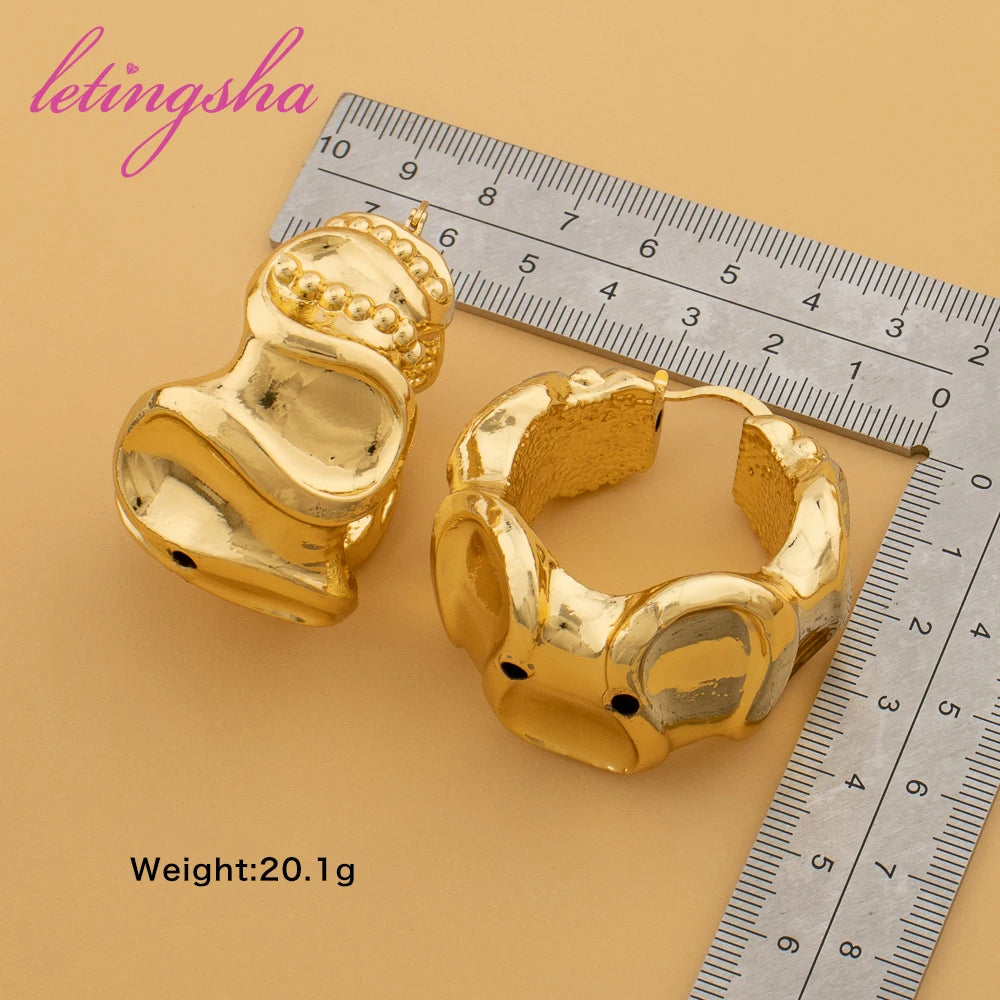 Large Exaggerate Geometry Earrings For Women Fashion Copper Hoop Earrings Ear Clip Lady Wedding Party Jewellery Gift