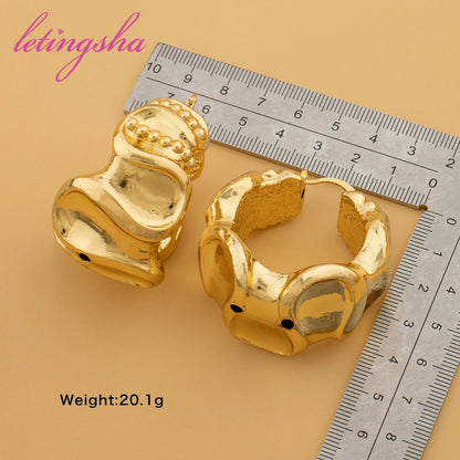 Large Exaggerate Geometry Earrings For Women Fashion Copper Hoop Earrings Ear Clip Lady Wedding Party Jewellery Gift