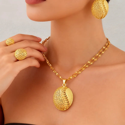 dubai jewelry gold sets Necklace and earrings set for women high quality plated jewelry sets weddings mother gifts
