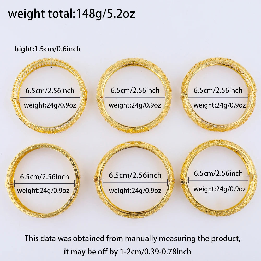 Women Charm Bracelet 24K Gold Plated Bangles for Women Middle East Wedding Accessory Bridal Bracelets Jewelry