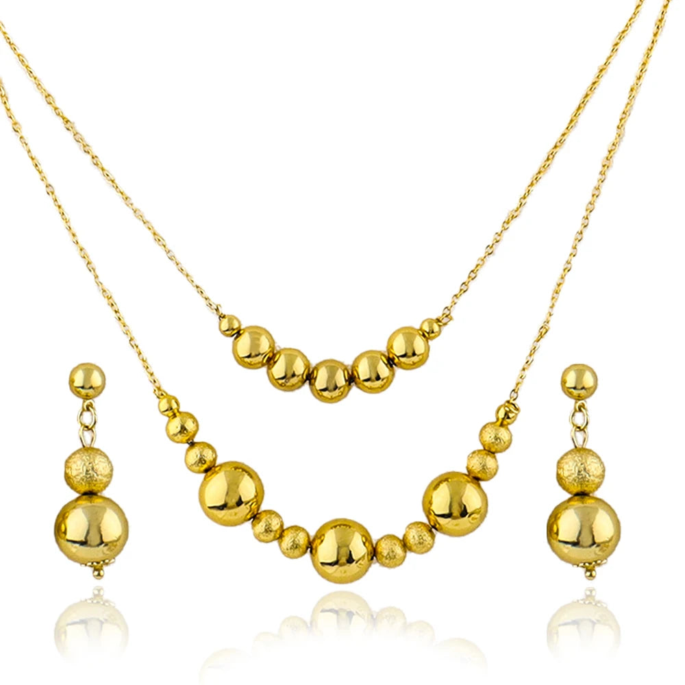 Italy French Gold Plated Round Necklace Earrings Set for Women Charm Gold Color Jewelry Gift for Party Wedding Dating