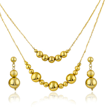 Italy French Gold Plated Round Necklace Earrings Set for Women Charm Gold Color Jewelry Gift for Party Wedding Dating