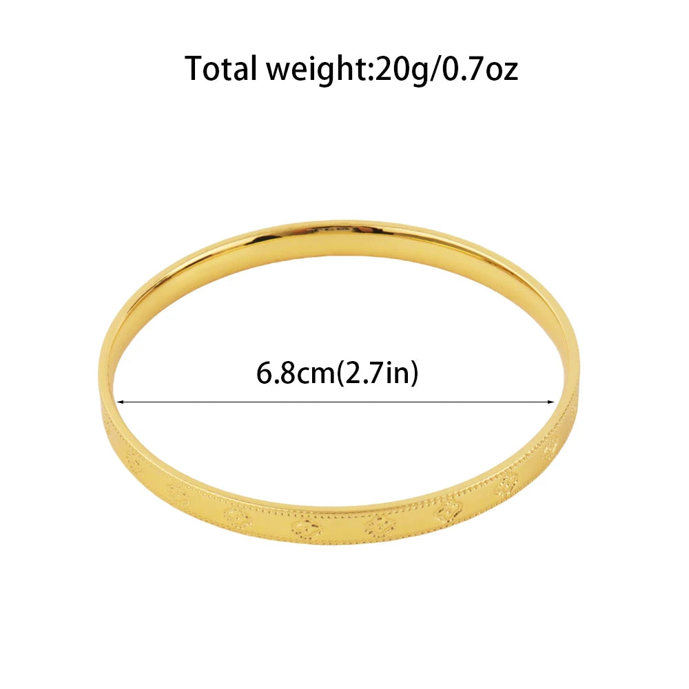 60mm Gold Color Hoop Bangles Bracelets Copper Thick Engraved Design Bangle for Women Fashion Jewelry Luxury Party Accessories