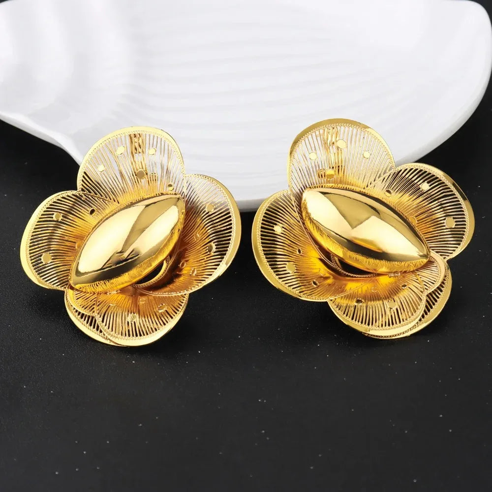 2025 New Women Style Design Ring and Earrings Girls Exaggerated Hollow Out Pretty Jewelry Set For Party Wedding Mother's Day