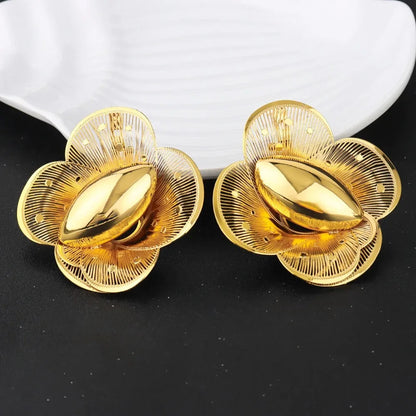 2025 New Women Style Design Ring and Earrings Girls Exaggerated Hollow Out Pretty Jewelry Set For Party Wedding Mother's Day