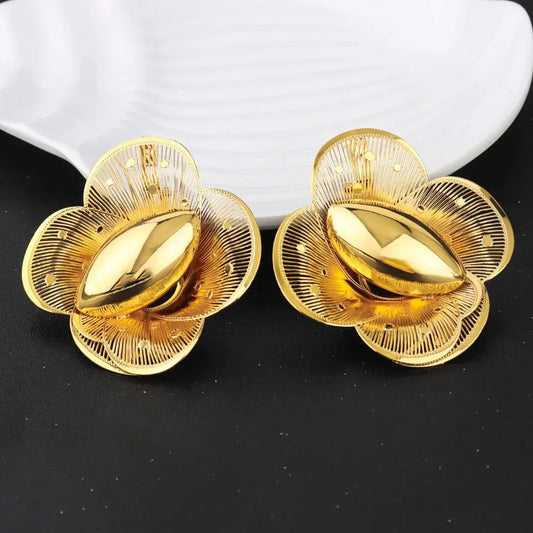 2025 New Women Style Design Ring and Earrings Girls Exaggerated Hollow Out Pretty Jewelry Set For Party Wedding Mother's Day