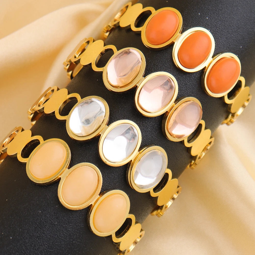 Luxurious High-quality Stainless Steel Gold Color Cuff Bracelet Bangle for Women Gold Plated Waterproof Jewelry Gifts