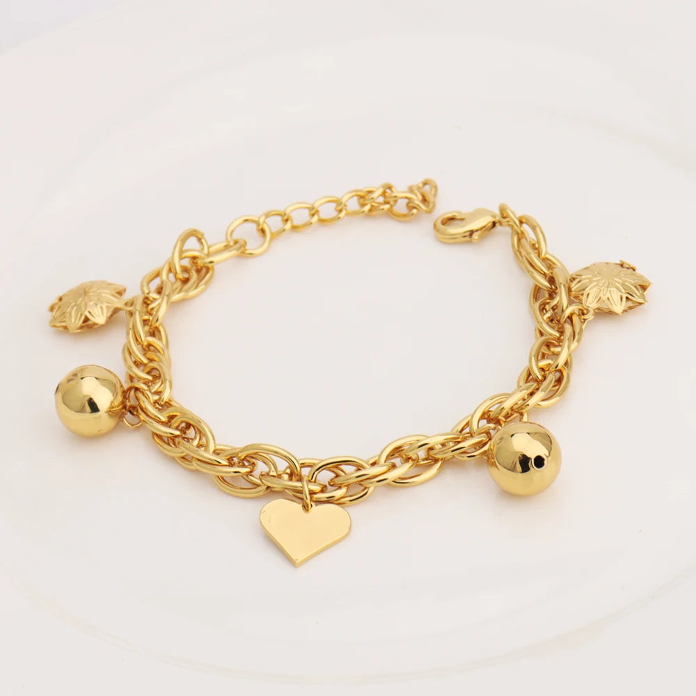 Stainless Steel Hollow Chain Bracelet Women Personalized Charm Jewelry Earrings Set Rust Proof Bangle Gift**