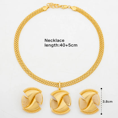 Dubai Earring Set & Pendant Necklace Jewelry Sets for Women, African Clip Earrings Party Gift Jewellery Woman Accessori