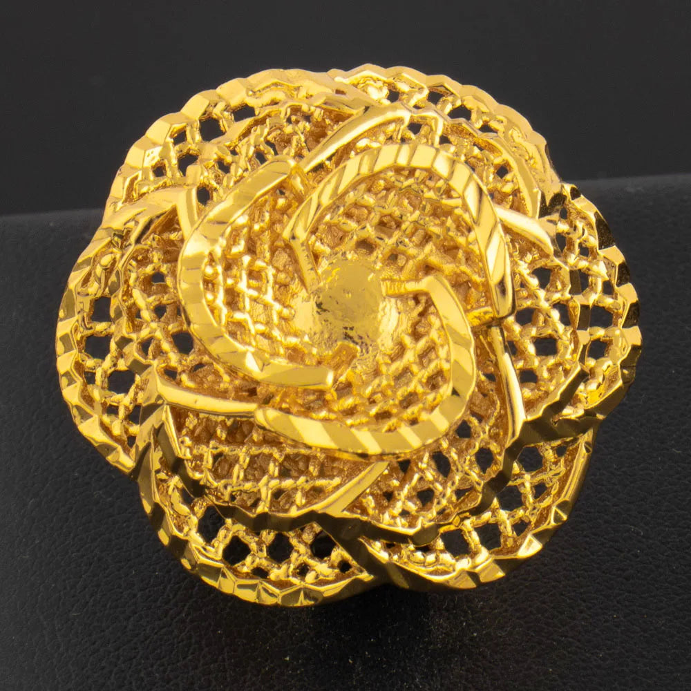 Ethiopia Arab Dubai Gold Plated Rings For Women Resizable 18K Gold Plated Jewelry For Wedding And Party Gifts