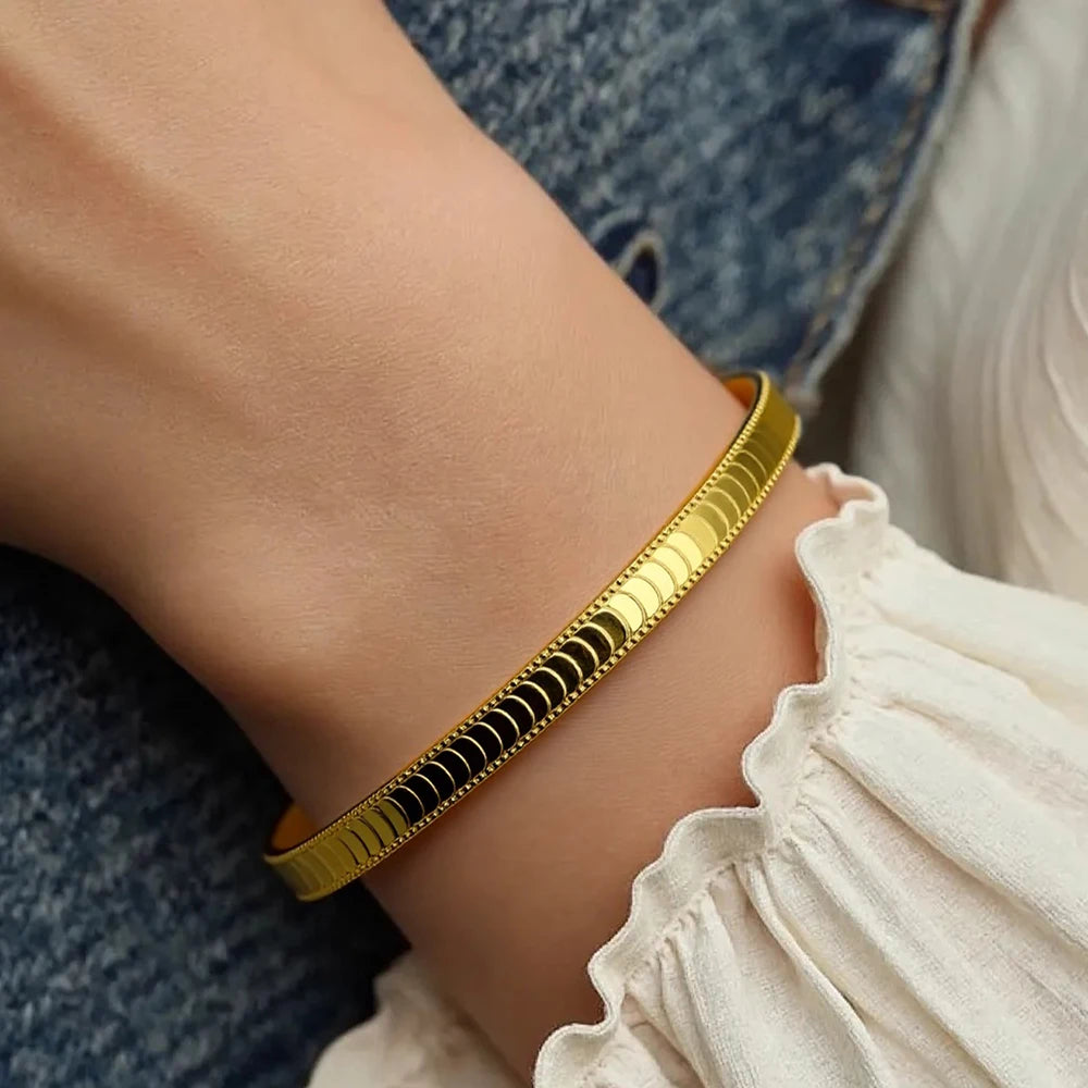 Stainless Steel Classic Snake Chain Bracelet 18k Gold Plated Wide Bracelet Bangle Fashion Jewelry Women Gifts Wholesale