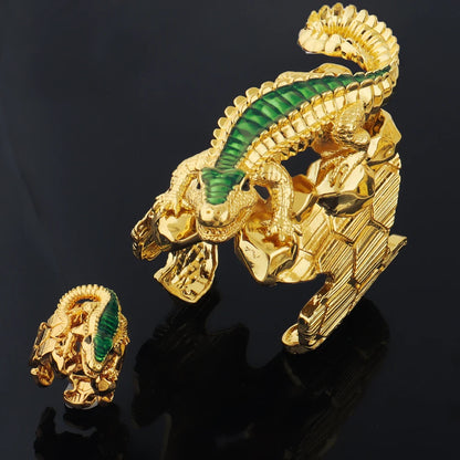 Indian Jewelry Gold Color Bracelets ring set Lizard Design Bangles ring for women jewelry set Girl Party Jewelry Wholesale
