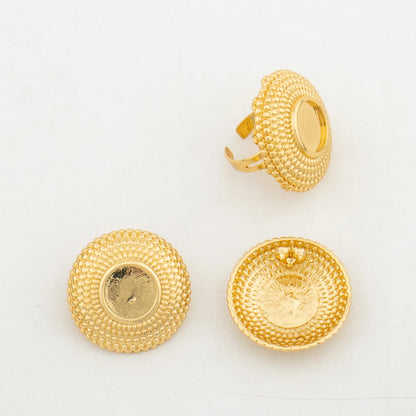 2pcs Jewelry Set For Women Double Round Flower Earrings and Ring Ladies Geometric Earring Holiday Party Gift Jewelry Accessories