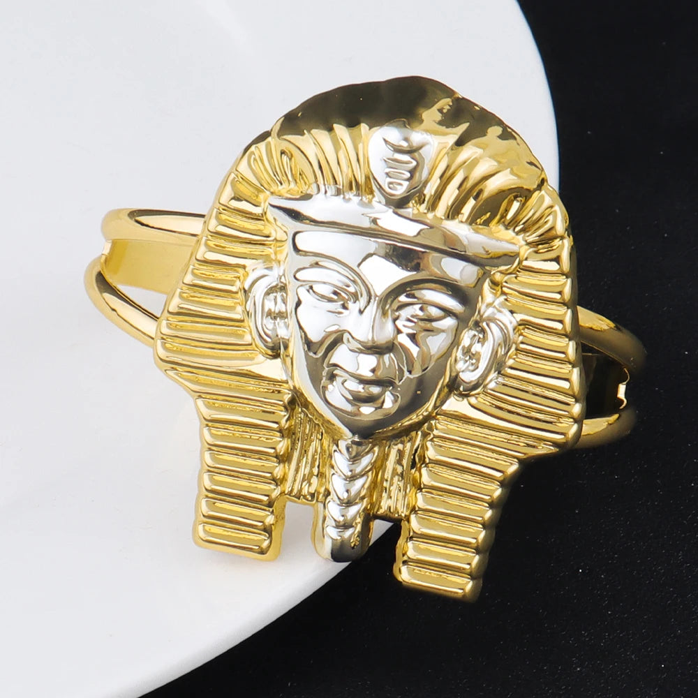 24K gold plated bracelet Ring Earrings Necklace set Dubai African Copper Alloy Hip Hop Fashion Jewelry Set Party Gift Daily Wear