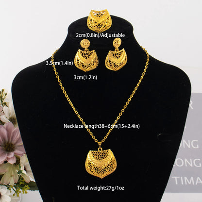 fashion gold jewelry set stainless steel earrings necklaces for women simple Personality gift wedding party Accessories