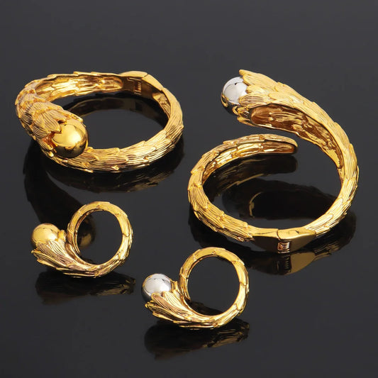 Nigerian Bangle & Ring Set, Colorful Ethiopian Jewelry Gift for Easter, Daily Chic Accessory for Women