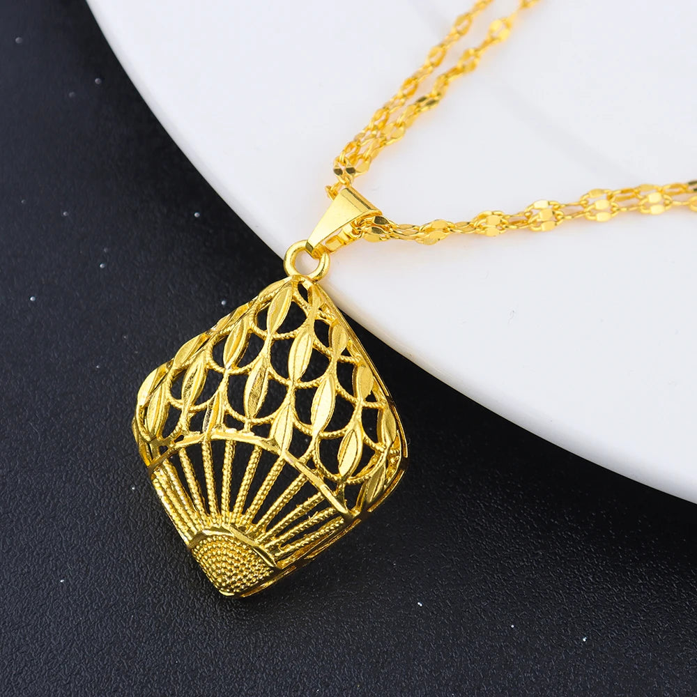 Fashion Gold Color Jewelry for Women Necklace Earrings Set Party Accessories Dubai India Africa Nigerian Bridal Gift