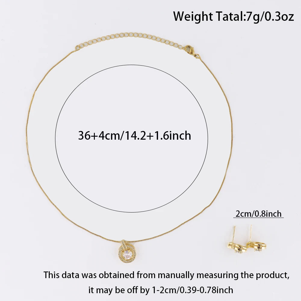 Crystal Zircon Earrings Necklace Set for Women Personalized Fashion Daily Accessories Party Jewelry Birthday Anniversary Gifts