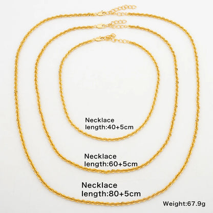 African 18k Gold Color Necklace for Women Exquisite Choker Party Medium Length Necklace Weddings Long Chain Jewelry Set Gifts