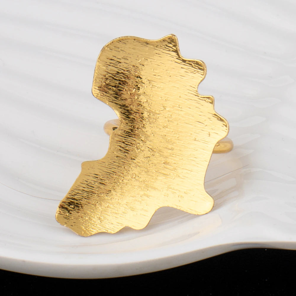 Elegant African Gold-Tone Bridal Wedding Gift Jewelry Set for Women Clip Earrings Cuff & Ring