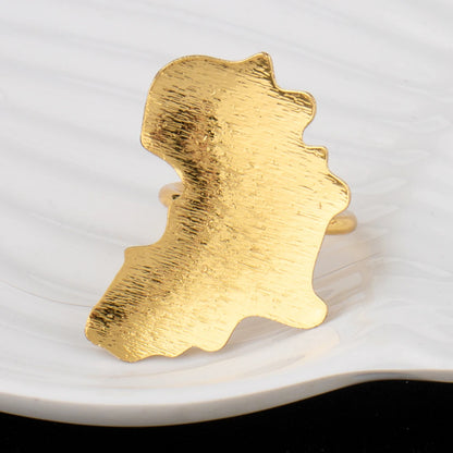 Elegant African Gold-Tone Bridal Wedding Gift Jewelry Set for Women Clip Earrings Cuff & Ring