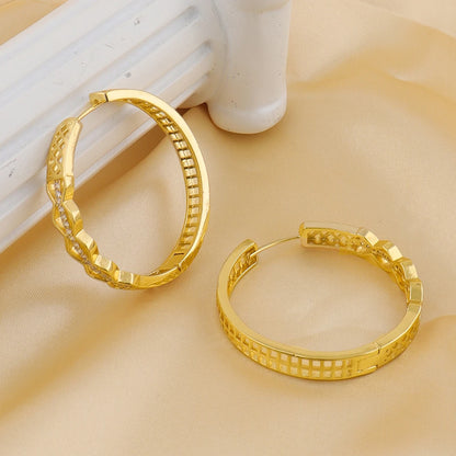 Luxruy Zircon Hoop Earrings Stainless Steel Gold Plated Earrings For Women Trend Wedding Jewelry Freeshipping Christmas Gift