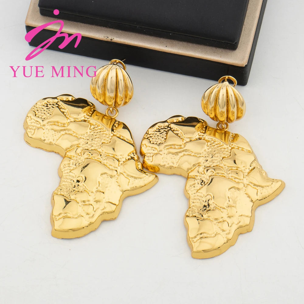 African Map Drop Earrings Women Gold Color Jewelry Wedding Party Originality Animal Earrings Ornaments Gift Jewellry Accessories