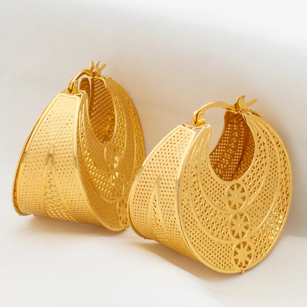 Metal Style U Shape Circle Earrings Fashion Dubai Jewelry Sets Gold Color Classic Earrings Modern Fashion Girls Ear Jewelry