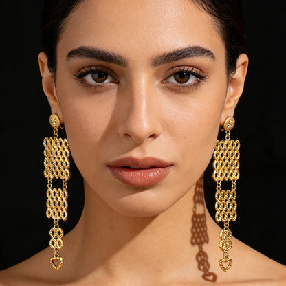Dubai Gold-Plated Jewelry Statement Earrings for Women with Openwork Design, Suitable for Everyday Wear, Hypoallergenic, and Wat