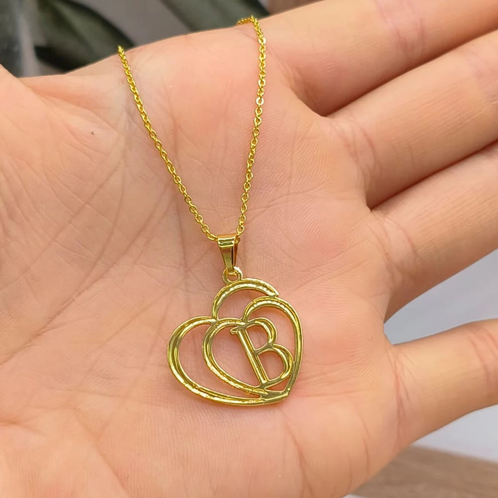 Dainty Letter Necklaces Stainless Steel For Women Gold Color Minimalist love Necklace Femme Wedding Jewelry Gift