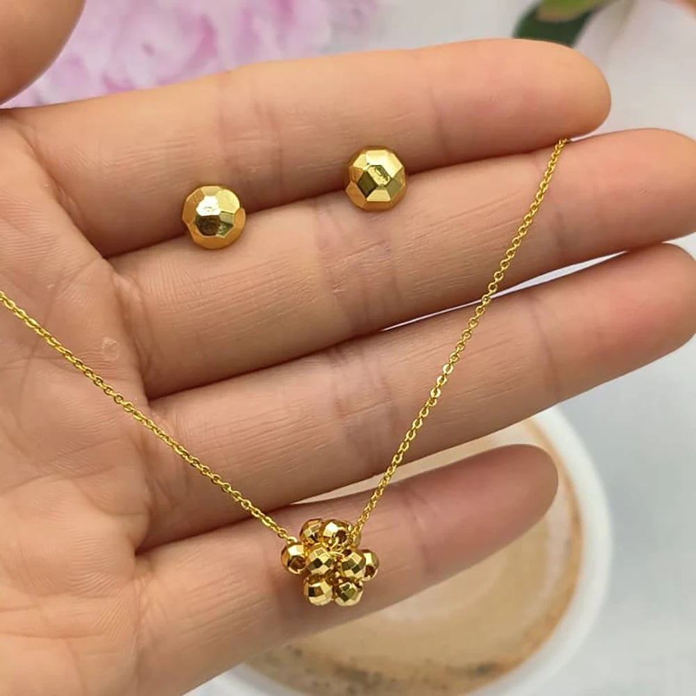 Fashion Gold Color Jewelry For Women Gold Color Stainless Steel Pendant Necklace Earring Set Party Gifts