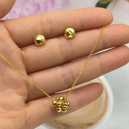 Fashion Gold Color Jewelry For Women Gold Color Stainless Steel Pendant Necklace Earring Set Party Gifts