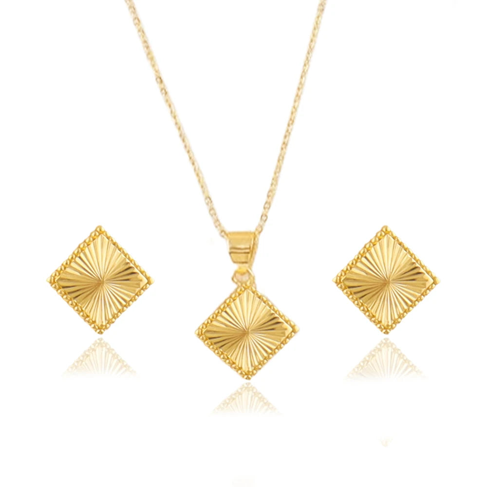 Plated Morocco-America Costume Jewelry Set for Women – Dainty Necklace & Earrings Set for Wedding Party