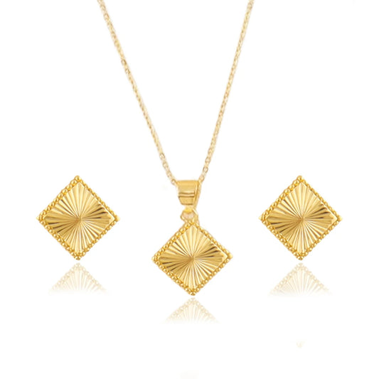 Plated Morocco-America Costume Jewelry Set for Women – Dainty Necklace & Earrings Set for Wedding Party