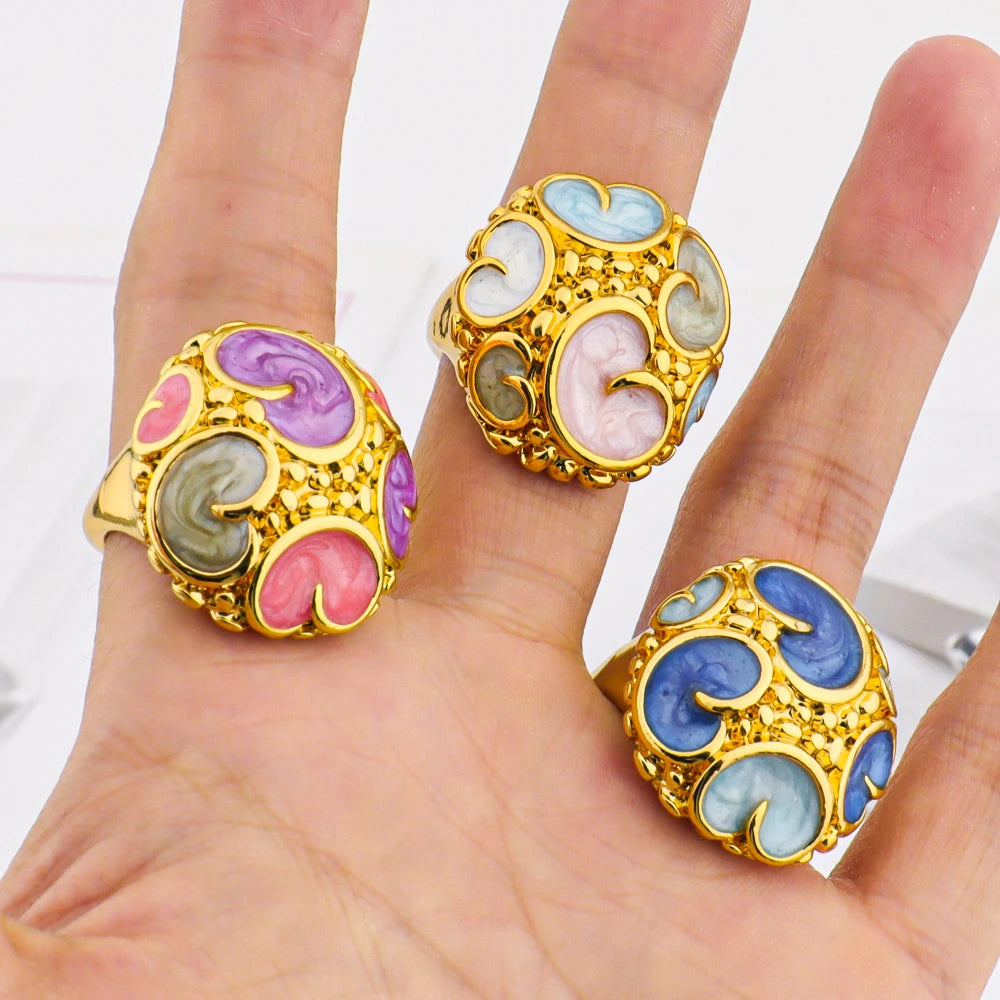 18K Gold Colorful Heart Ring for Women, Luxurious Trendy Jewelry Gift for Party & Women’s Day Mother’s Day, Jewellery Woman Pr
