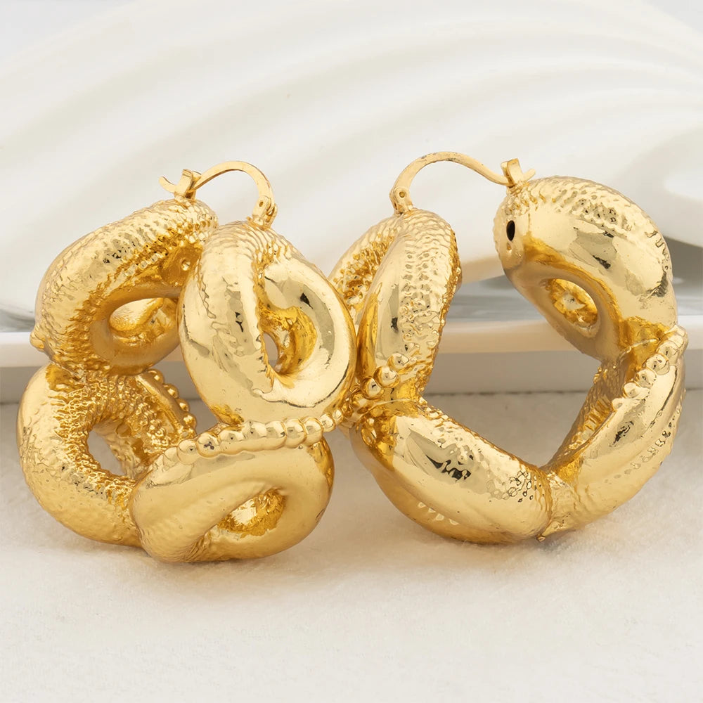 Gold Color Earrings for Women Jewelry Fashion Dubai Africa Bold Earrings Daily Wear Luxury Party Wedding Jewellery Accessary