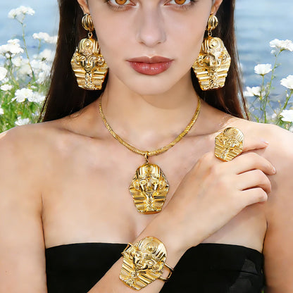 plated jewelry accessories italian hot selling wedding party Egyptian Pharaoh earrings bracelet ring earrings necklace