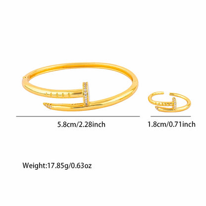 Exquisite Classic Pattern Stainless Steel Gold Color Snake Opening Zirconia Bracelet Women's Jewelry Accessories Summer Gift