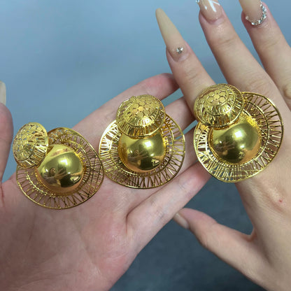 Luxury Noble Wing Shape Earrings Ring for Women Gold Color Personalized Aesthetic Jewelry Set Gift for Party Wedding Accessories