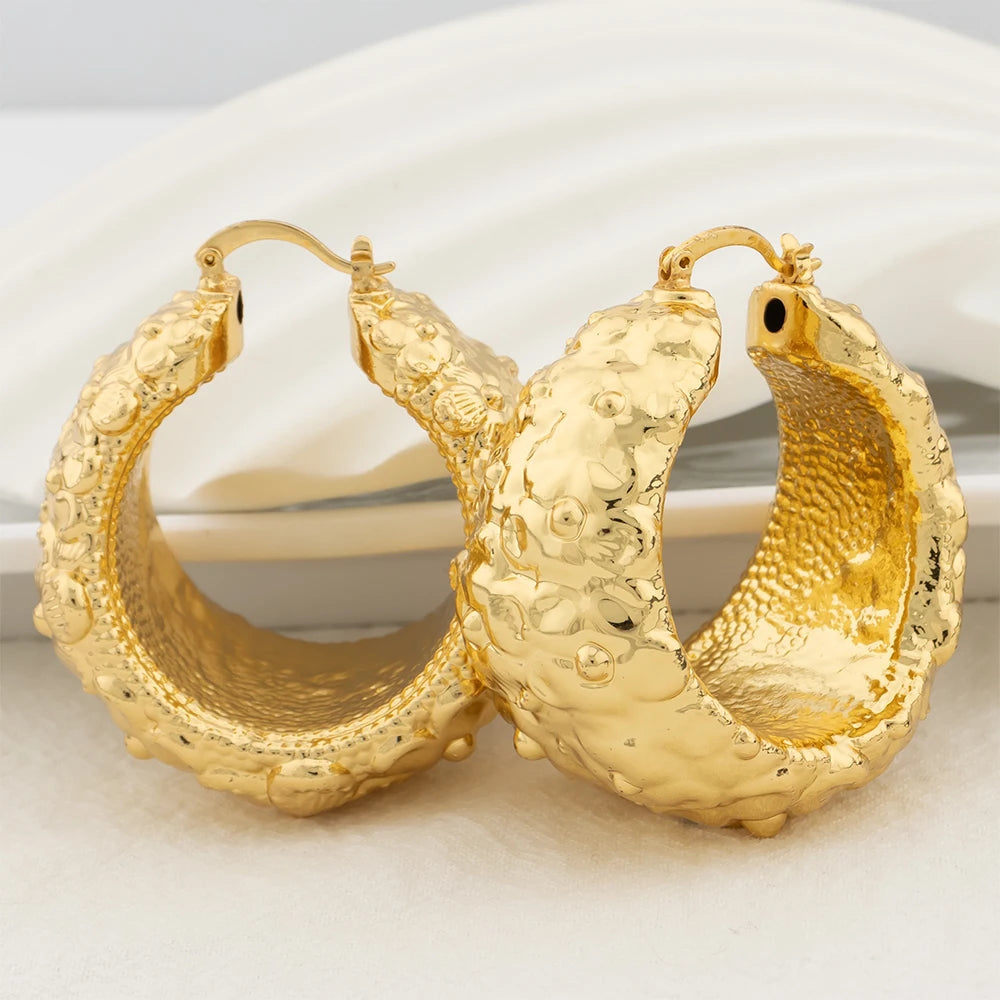 Gold Color Earrings for Women Jewelry Fashion Dubai Africa Bold Earrings Daily Wear Luxury Party Wedding Jewellery Accessary