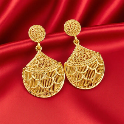 Dubai Gold-Tone Bridal Set: handcrafted earrings, necklace & ring, zircon sparkle, lightweight alloy, wedding gift, Indian Niger