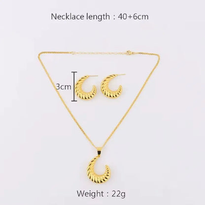 Dubai Crescent Moon Earrings & Necklace Set for Women, Luxury Wedding Party Gift, Trendy Jewelry Women Set