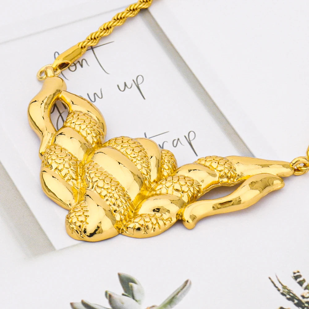NKLS Snake-Pattern Jewelry Set for Women: Necklace, Earrings, Ring & Bangle Gift for Party Women’s Day, Africa Luxury