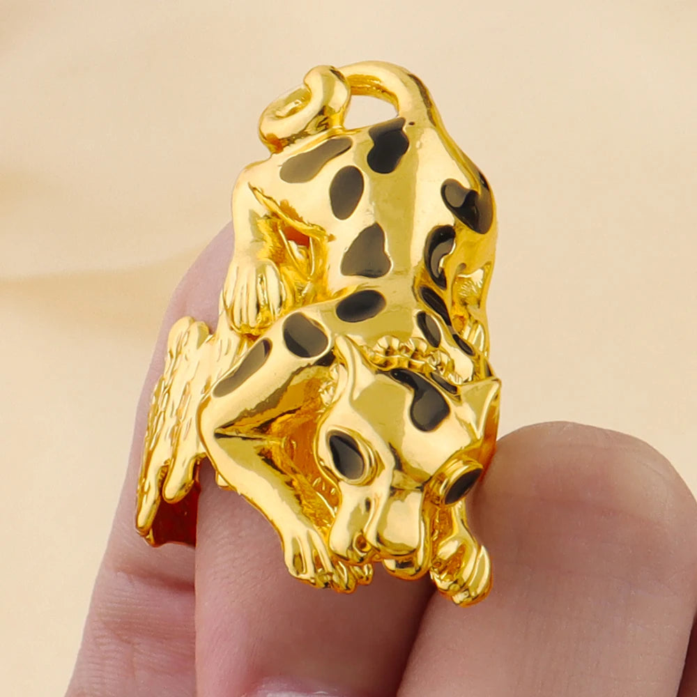 Personalized Creative Irregular Texture Leopard Ring Bracelet Set For Women Girls Fashion Jewelry Holiday Party Gift Wholesale