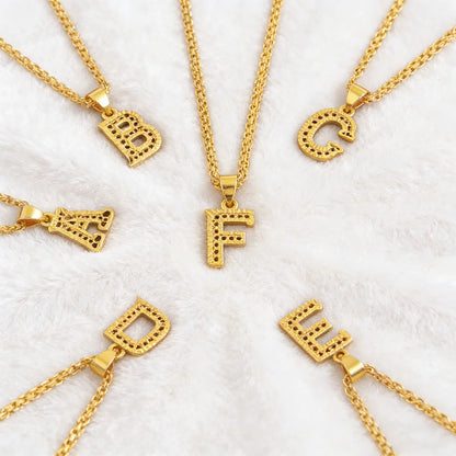 Fashion Gold Plated 26 Initial Letter Pendant A-Z Letters Necklaces English Letter Alphabet Figaro Chains Gold Color Jewelry