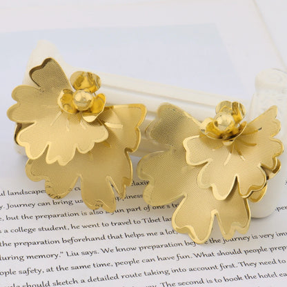 2025 France Gold Color Butterfly Shape Elegant Earrings Bangle And Ring Set For Women Trendy Jewelry Accessories Gift For Party